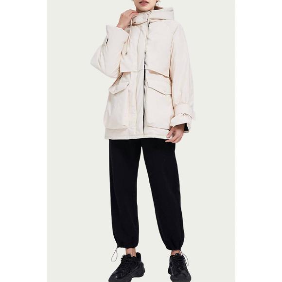 NEW NAP hooded shell down coat in ivory - Picture 3 of 6